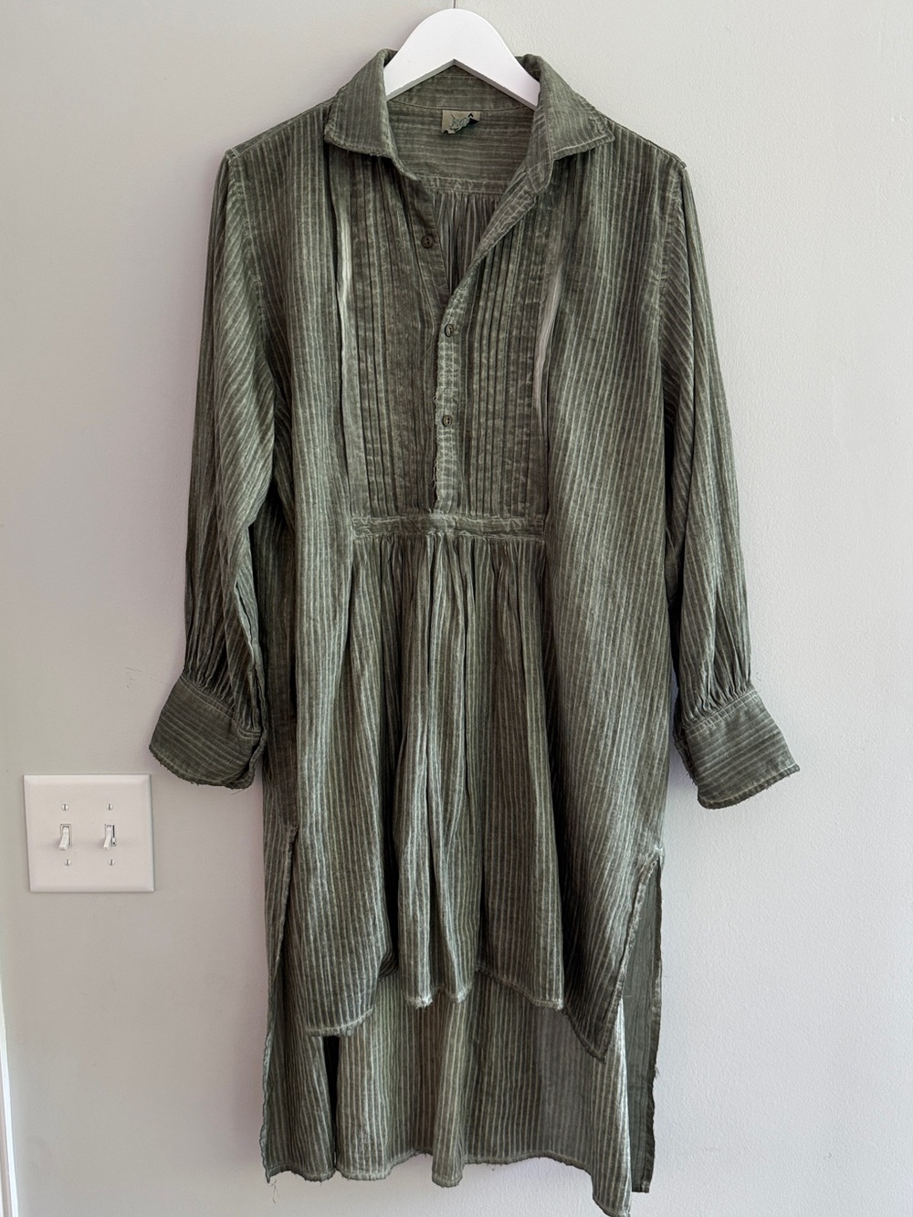 Jaded GYPSY Vintage Stripes Forest Long Dress Tunic Shirt Hi Lo L XL NWOT